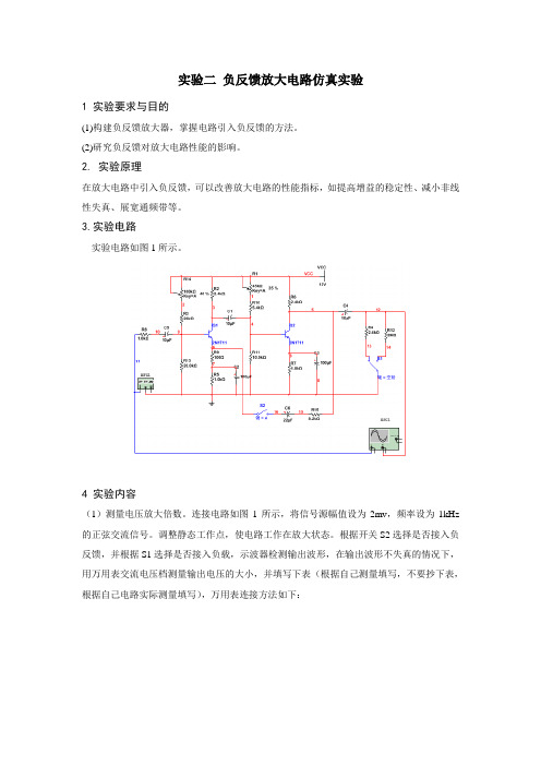 实验二 负反馈放大电路仿真实验