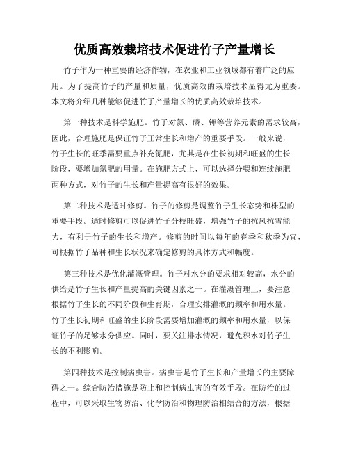 优质高效栽培技术促进竹子产量增长