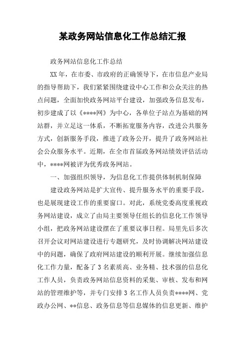 某政务网站信息化工作总结汇报