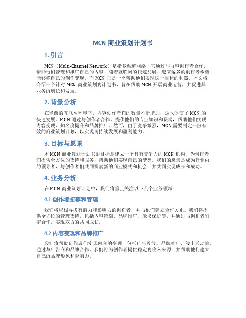 MCN商业策划计划书