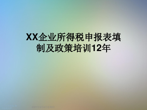 XX企业所得税申报表填制及政策培训12年