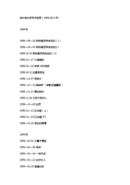 CCTV6 电影频道 佳片有约 1998-2014