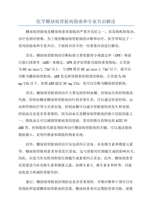 医学糖尿病肾脏病指南和专家共识解读