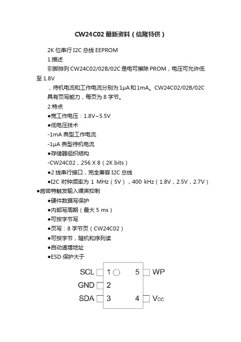 CW24C02最新资料（信隆特供）