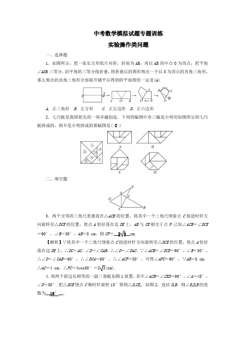 通用版中考数学模拟试题附答案解析专题复习：实验操作类问题