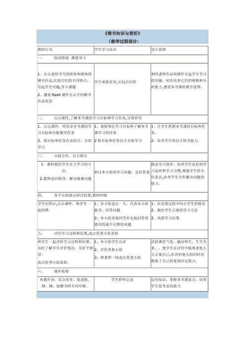 楷书知识与赏析教案【范本模板】