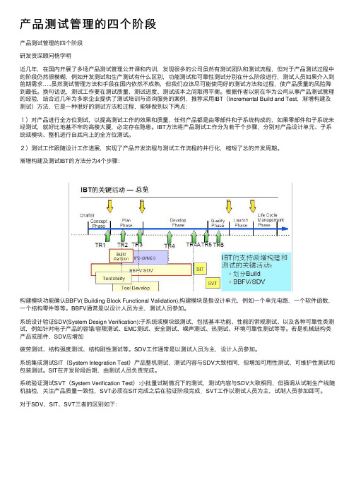 产品测试管理的四个阶段