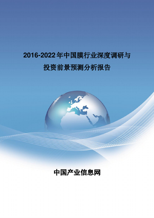 2016-2022年中国膜行业深度调研报告