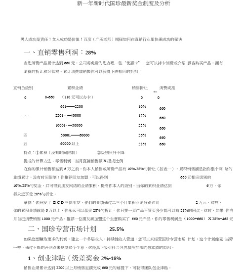 新一年新时代国珍奖金制度及分析