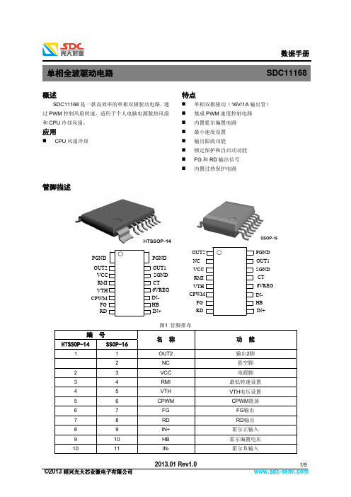 绍兴光大芯业微电子有限公司单相全波驱动电路SDC11168数据手册说明书