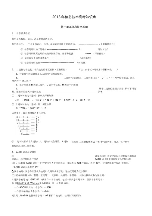 信息技术学考知识点详解整理