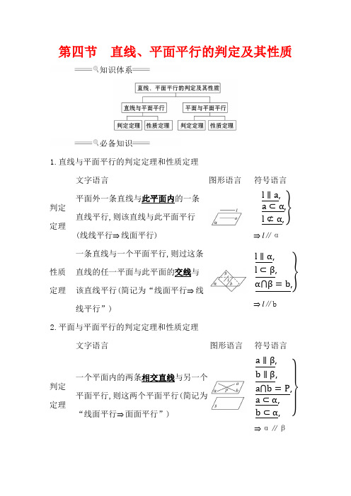 【2021】高考数学一轮复习学案：7.4 直线、平面平行的判定及其性质