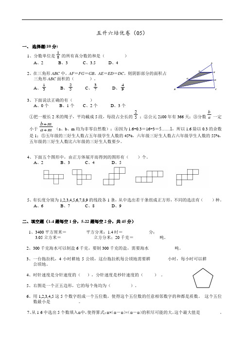 小学奥数五升六培优卷五