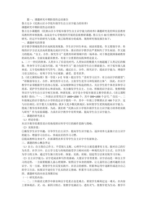 课题研究中期报告