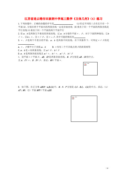 江苏省连云港市田家炳中学高三数学《立体几何》(4)练习