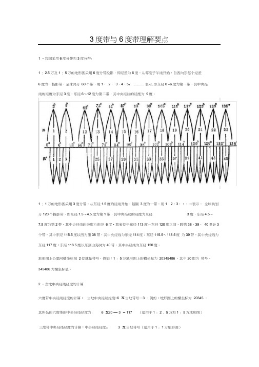 测绘坐标3度带与6度带(3°与6°)换带计算