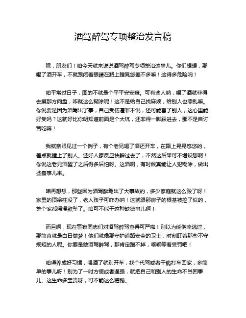 酒驾醉驾专项整治发言稿