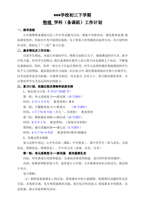 九年级物理下学期总复习计划附教学进度表