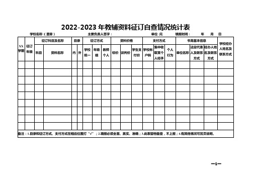 2022-2023年教辅资料征订自查情况统计表