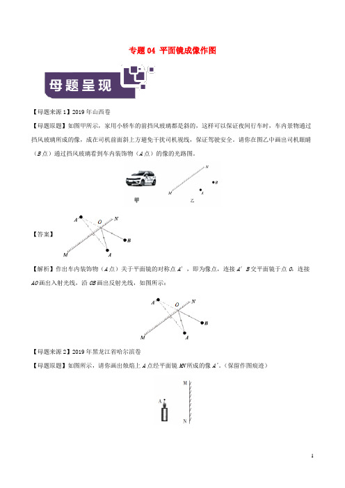 中考物理母题题源系列专题平面镜成像作图(含解析)