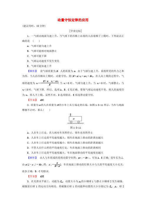 2016-2017学年高中物理第1章碰撞与动量守恒3动量守恒定律的应用学业分层测评教科版选修3-5