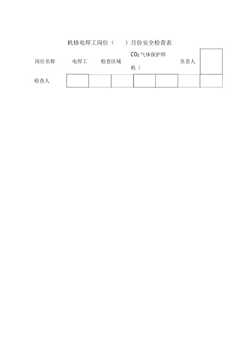 电焊工安全检查表(CO2气体保护焊)