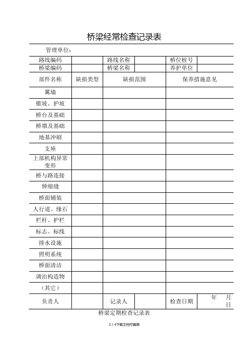 桥梁经常检查和定期检查记录表(JTG H11-2004)