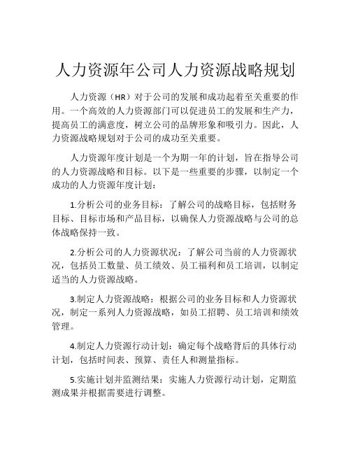 人力资源年公司人力资源战略规划