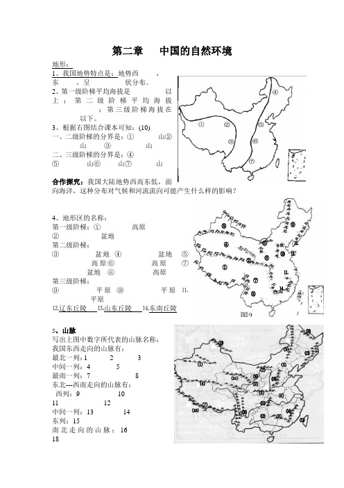 初二地理会考第二章中国的自然环境复习提纲