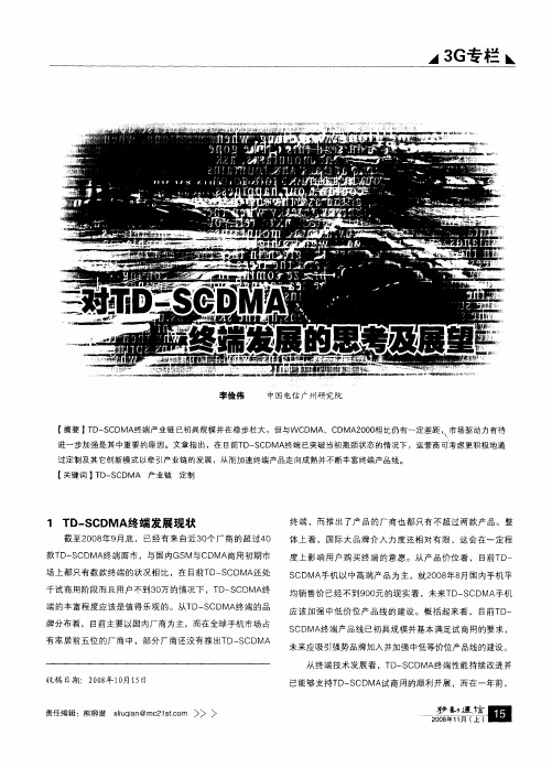 对TD-SCDMA终端发展的思考及展望