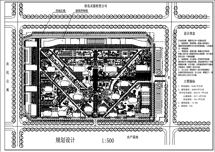 某10万平方形地块居住区规划方案总平面图设计