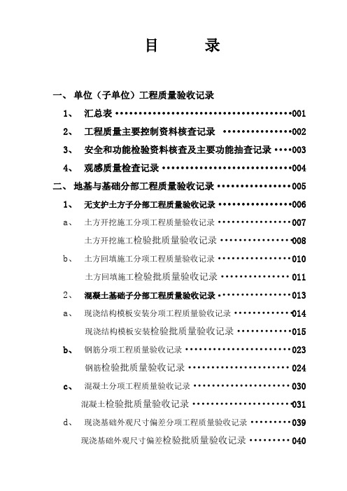 广西建筑资料表格—资料目录