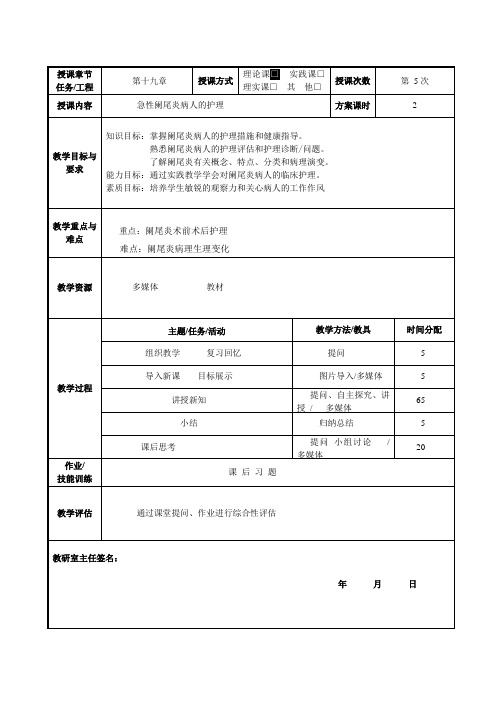 护理专业《急性阑尾炎病人的护理》