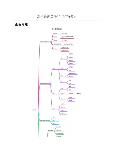 高考地理关于“生物”的考点