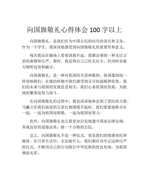 向国旗敬礼心得体会100字以上