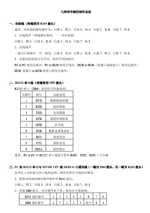 几种信号线的制作