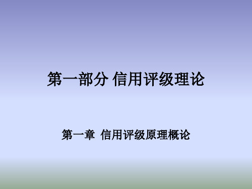 信用评级原理概论