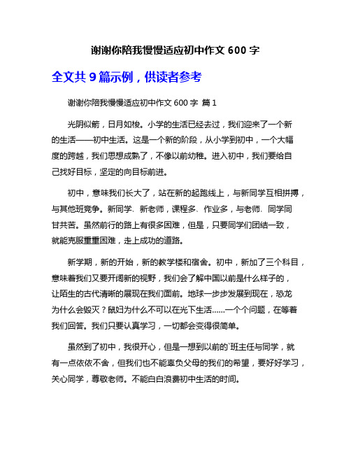 谢谢你陪我慢慢适应初中作文600字