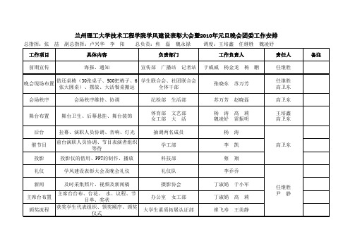 2010元旦晚会工作安排