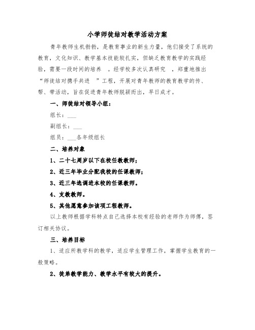 小学师徒结对教学活动方案(3篇)