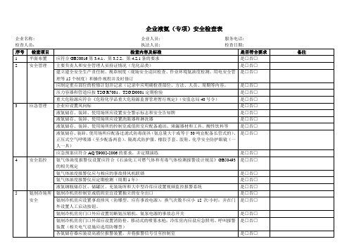 液氨专项检查表