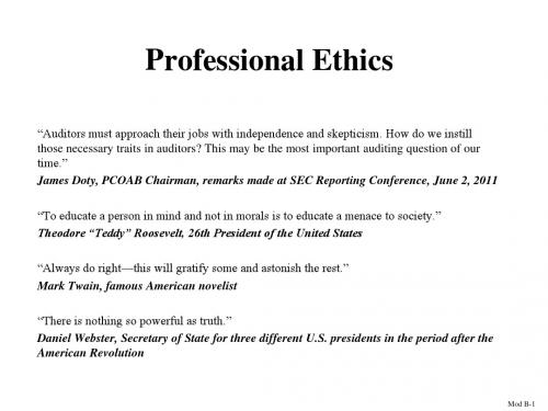 Auditing：Professional Ethics