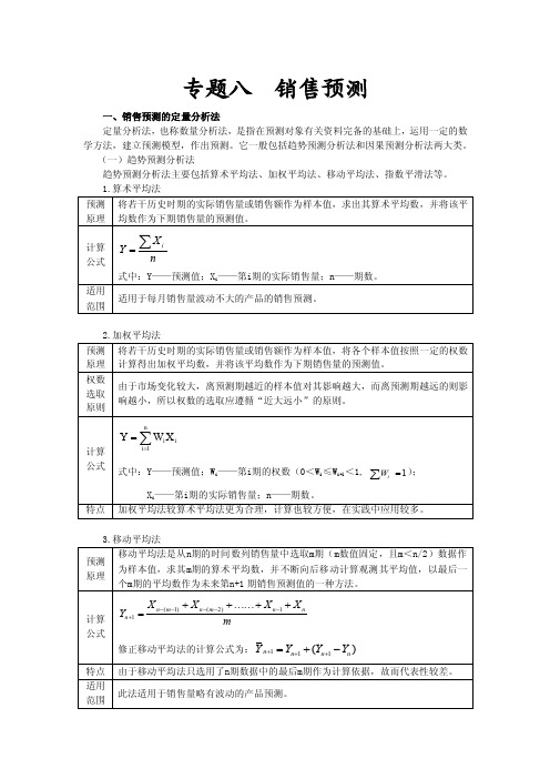 专题八销售预测