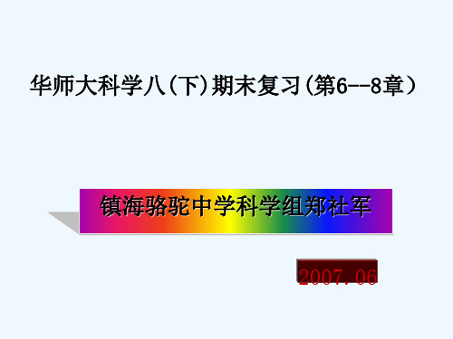 华师大版科学八年级下册第6、7、8章期末复习PPT课件