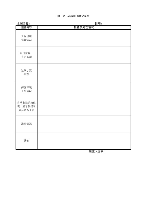 水闸巡查、定期检查、维修养护记录表