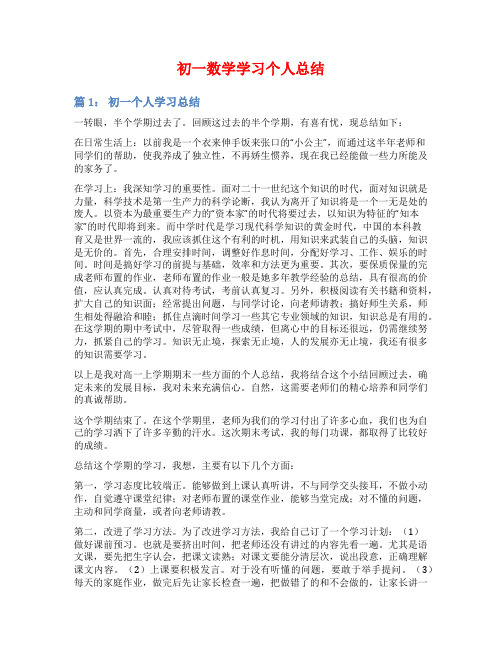 初一数学学习个人总结