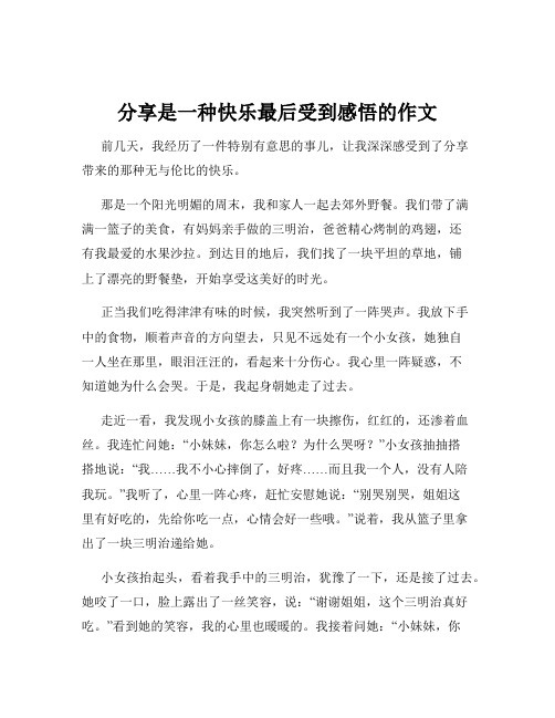 分享是一种快乐最后受到感悟的作文