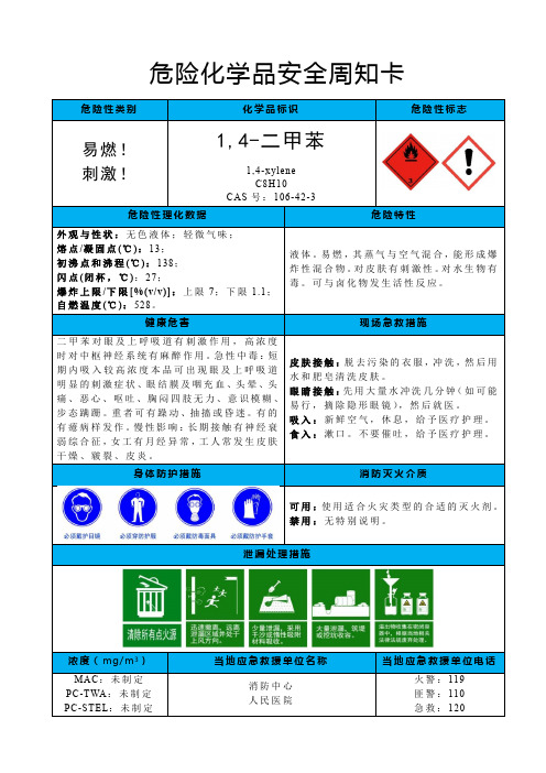 1-4-二甲苯-危险化学品安全周知卡