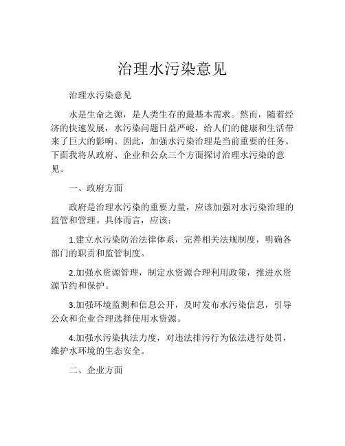 治理水污染意见