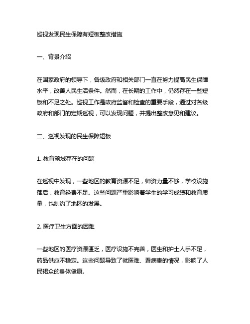 巡视发现民生保障有短板整改措施